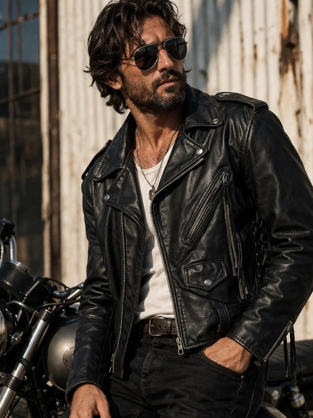 Vintage Excelled Leather Motorcycle Jacket Sz 44 80s 90s Biker Moto Heavyweight